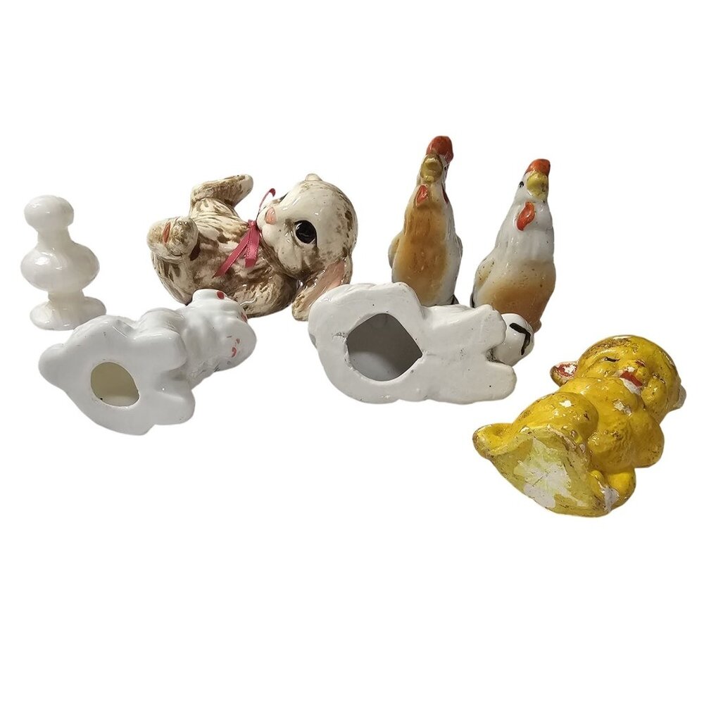 Vtg Ceramic Animals & 1950s Rooster Salt & Pepper Shakers Japan Mixed Animals - Picture 6 of 7